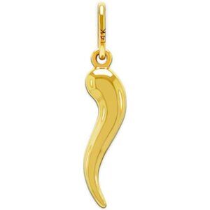 Gold Italian Horn Charm - 10 Karat Solid Gold - Dangle Charm - Cornicello